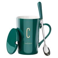 常珑 马克杯 墨绿金款 420ml 字母C
