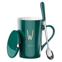 常珑 马克杯 墨绿金款 420ml 字母W