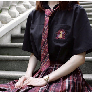 神仙club 红皇后 JK制服 西式制服 女士尖领短袖衬衫 黑色