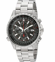 CASIO 卡西欧 EDIFICE艾迪斐斯系列 EF527D-1AV 男士石英手表 45.5mm 黑盘 银色不锈钢带 圆形