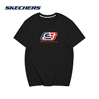 SKECHERS 斯凯奇 Skechers斯凯奇春夏新款字母LOGO针织短袖圆领运动T恤男女同款情侣款L121U173