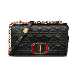 dior 迪奥 21年秋冬新款caro系列女士黑色个性印花压纹皮革单肩链条包