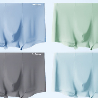 Miiow 猫人 男士冰丝平角内裤套装 MC8756 4条装(天空蓝+薄荷绿+浅蓝+灰色) XL