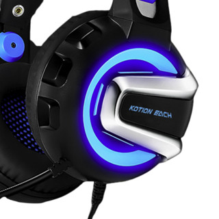 KOTION EACH 因卓 G3300 耳罩式头戴式动圈降噪有线耳机 黑蓝色 3.5mm双插+USB口