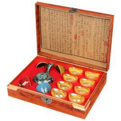 qiangyun强韵品鉴元宝碎银子普洱礼盒带茶具250g