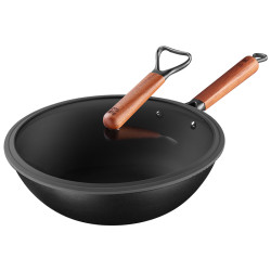SANHO 三禾 32T1 炒锅(32cm、不粘、无涂层、铁、带玻璃盖)