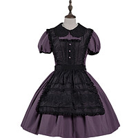冶田团治 Lolita 玻璃纸之夜 圣凯瑟琳 OP假两件连衣裙 紫/黑