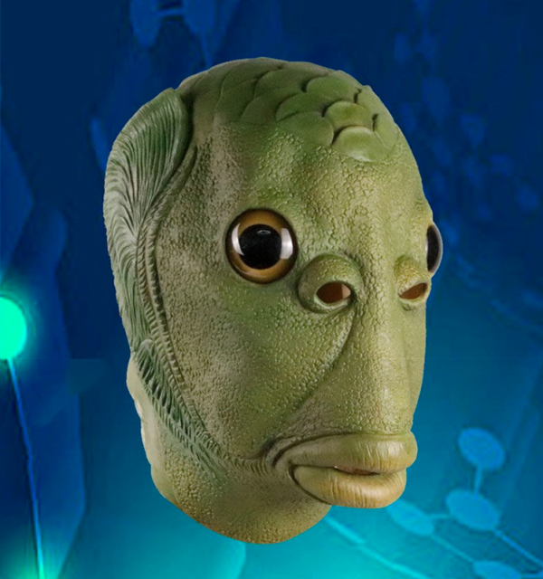 玛利鸭乳胶搞笑解压绿鱼人头套