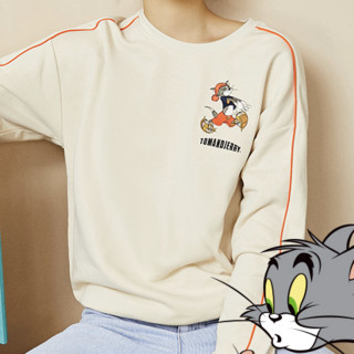 XTEP 特步 猫和老鼠联名款 女子运动卫衣 880328920141 米黄 S