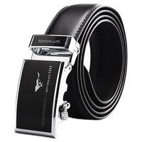 SEPTWOLVES 七匹狼 男士牛皮自动扣腰带 7A01036532-6 加宽款 黑色 110-125