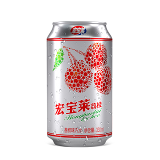 plus会员:宏宝莱 荔枝味汽水碳酸饮料   330ML*24罐