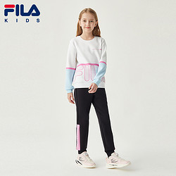 FILA 斐乐 童装女童套头卫衣2021秋季新款儿童休闲洋气宽松圆领上衣