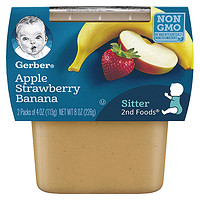 Gerber 嘉宝 果泥 美版 2段 苹果草莓香蕉味 113g*2罐