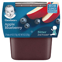 Gerber 嘉宝 果泥 美版 2段 苹果蓝莓味 113g*2罐