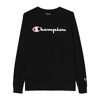 Champion 草写logo纯色圆领长袖男式T恤卫衣情侣款男友风