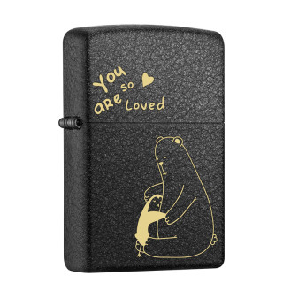ZIPPO 之宝 经典系列 236 打火机 黑裂漆 熊抱抱