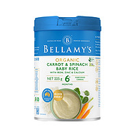 PLUS会员：BELLAMY'S 贝拉米 有机高铁米粉 国行版 2段 胡萝卜菠菜味250g