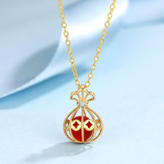 zocai 佐卡伊 d07252 时尚镂空18k黄金钻石玛瑙项链 1分