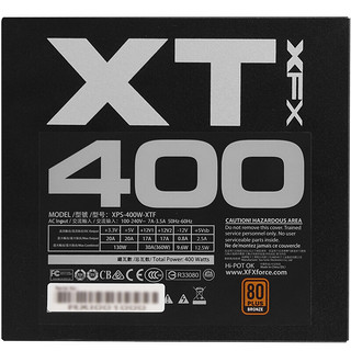 XFX 讯景 XT2 400 铜牌（85%） 非模组ATX电源 400W