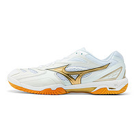 Mizuno 美津浓 WAVE FANG PRO系列 男子羽毛球鞋 71GA210050 白色/金色 44.5