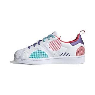 adidas ORIGINALS SUPERSTAR J 女童休闲运动鞋 GZ7349 白色/红色/高光蓝/紫色 35.5码