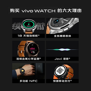 vivo WATCH智能手表 运动手表华为iqoo男女通用多功能监测心率健康防水屏强劲续航蓝牙手表 暗影黑（46mm）-送表带+充电器 vivo原装 全国联保