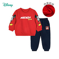 Disney 迪士尼 儿童印花抓绒卫衣休闲裤套装