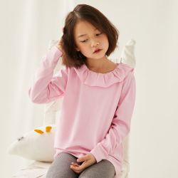 moomoo莫莫moomoo童装休闲女中童荷叶边翻领t恤