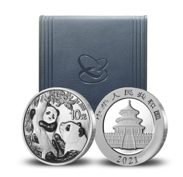 2021年熊猫银币纪念币30克 足银999 单枚送蓝盒