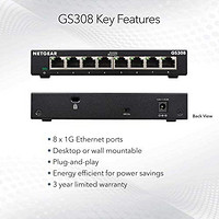 NETGEAR 美国网件 8 端口千兆以太网非管理交换机 (GS308)