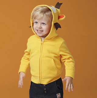 gb 好孩子 WW20430200 儿童摇粒绒连帽外套 黄色 80cm