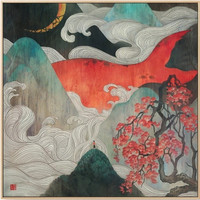 仟象映画 大鱼海棠 日式挂画餐厅墙面过道油画装饰画 A款 60x60cm