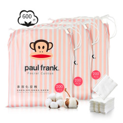 Paul Frank 大嘴猴 卸妆棉多效化妆棉200片X3联包湿敷省水不掉絮柔软化卸妆棉女