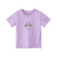 ANBAOER 安宝儿 32124530 儿童短袖T恤 单车花园紫色 130cm