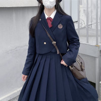 御茶家 jk制服 金楪女子 短款西装外套 蓝色