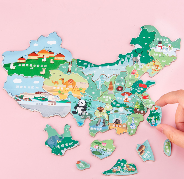 玛利鸭儿童中国地图磁吸加厚款拼图