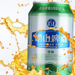 laoshan beer 崂山啤酒 青岛啤酒青啤崂山清爽330ml*24罐整箱口感淡爽