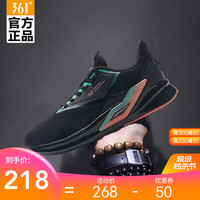 361°钛速3.0361女鞋运动鞋2021春夏新款Q弹减震跑鞋网面透气休闲跑步鞋女582112225 曜石黑/海蓝绿 38