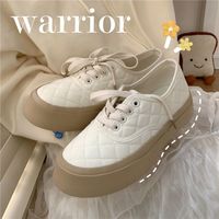 WARRIOR 回力 女鞋菱格帆布鞋女2023新款春秋ins潮街拍百搭透气大头板鞋子