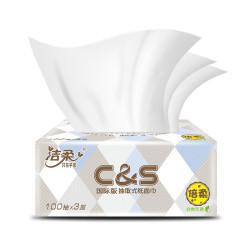 C&S 洁柔 四人团:洁柔 布艺方格款 三层100抽纸