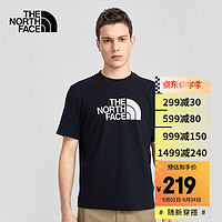 北面短袖T恤男TheNorthFace2021春夏新款户外经典大logo宽松透气运动休闲上衣7QUB 7QUBJK3/黑色/21年款 M