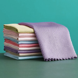 雅高鱼鳞抹布5条装4040cm擦玻璃清洁布百洁布吸水毛巾擦杯子碗不易