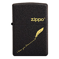 ZIPPO 之宝 经典系列 236 打火机 黑裂漆 爱之羽毛