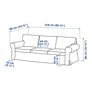 IKEA 宜家 EKTORP 爱克托 欧式复古沙发+脚踏 三人位 灰色