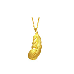 SUNFEEL 赛菲尔 爱情密语系列 羽毛足金项链 43cm 6.8g