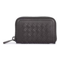 BOTTEGA VENETA 葆蝶家 女士牛皮编织零钱包 551784V465Y2028 深咖色