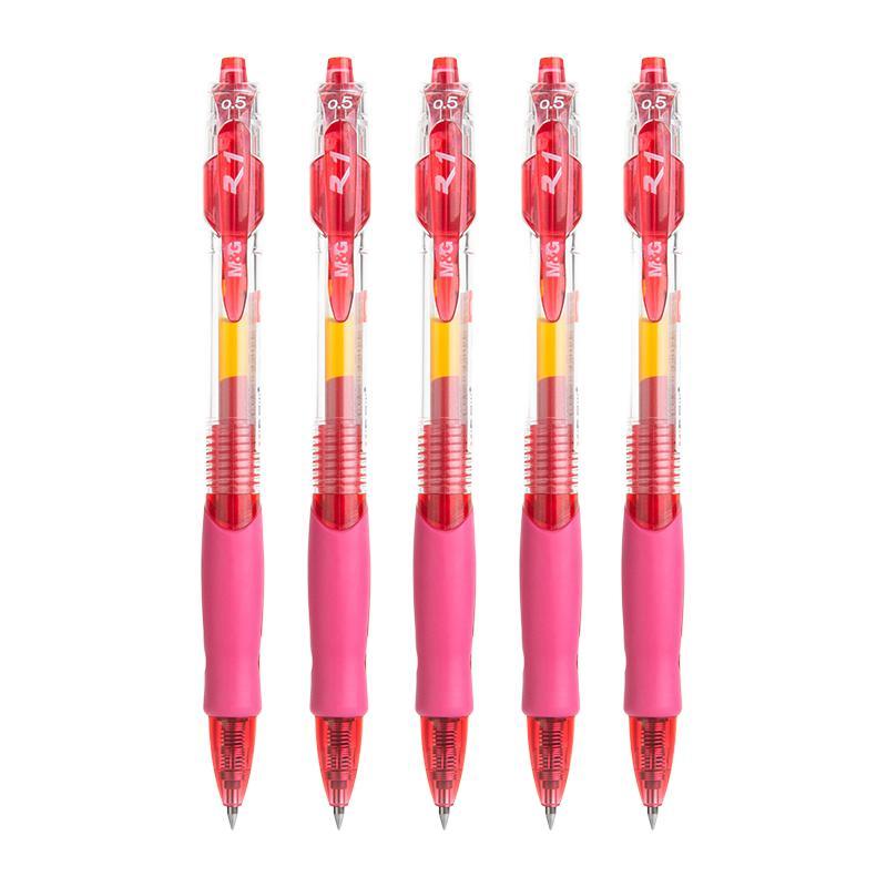 m&g 晨光 gp1008 按动中性笔 红色 0.5mm 5支装