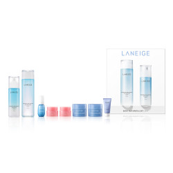 LANEIGE 兰芝 水衡透润水乳套装（修复水200ml+柔肤乳120ml+精华露10ml+睡眠面膜15ml*2+唇膜3g*2＋洗面奶30ml）