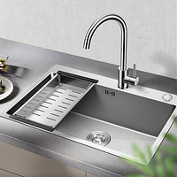 VATTI 华帝 304不锈钢手工加厚水槽洗碗池 配360°自由旋转厨房水龙头 092106（680*450）