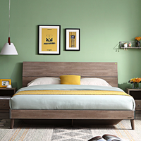 QuanU 全友 106302A 简约板式床+床头柜*2 灰橡木色 150*200cm